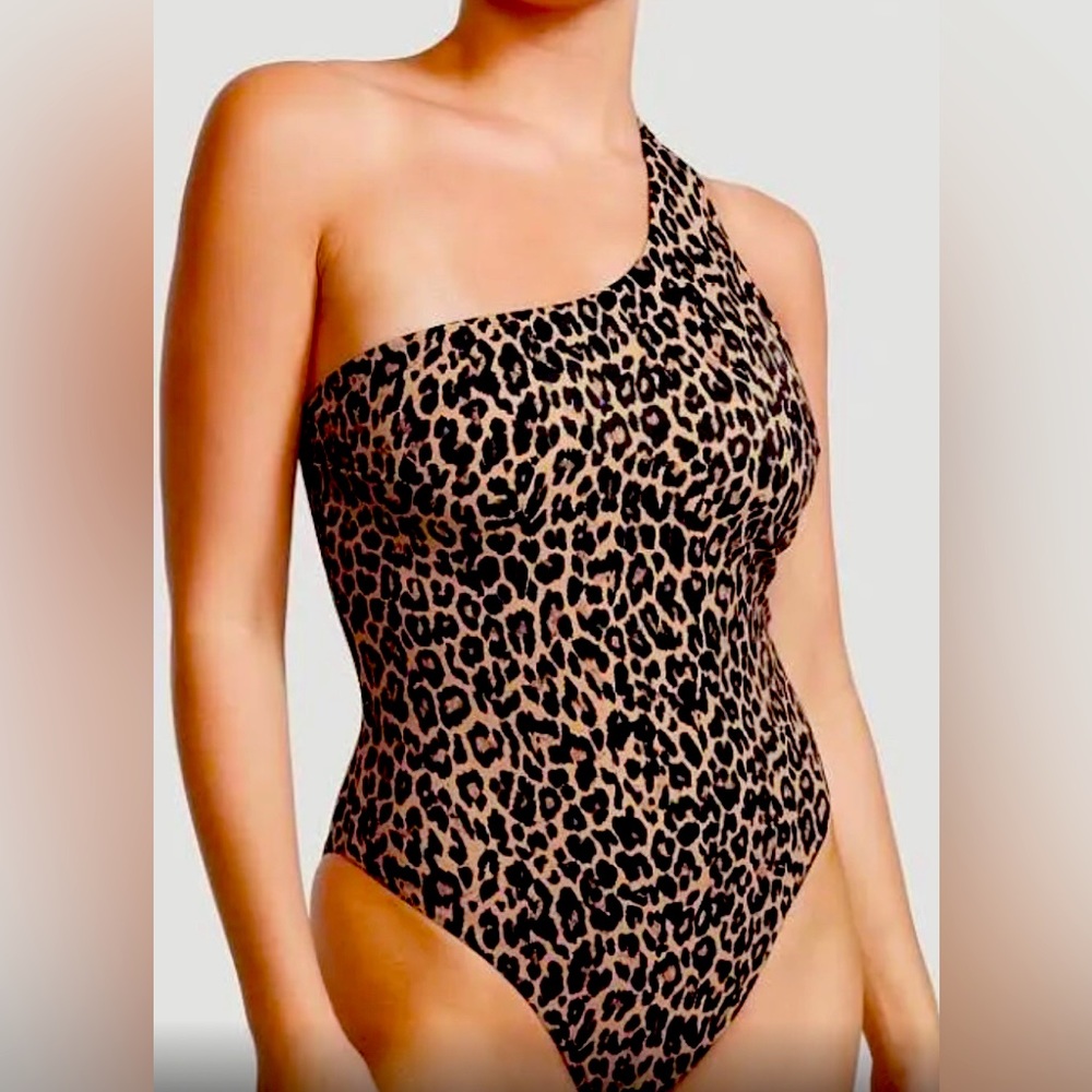 NWT Victoria's Secret Leopard Print One Shoulder Strap One Piece Swim